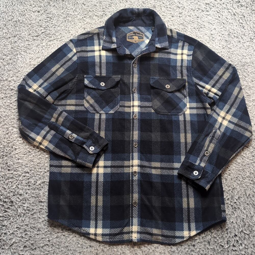 Freedom Foundry Shirt Adult Medium Blue Flannel Plaid Button Up Long Sleeve